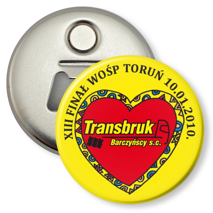 przypinka otwieracz-magnes WOŚP 2010 Transbruk