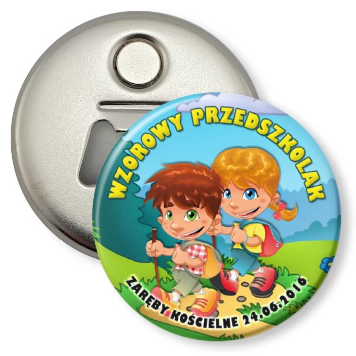 przypinka otwieracz-magnes Wzorowy Przedszkolak