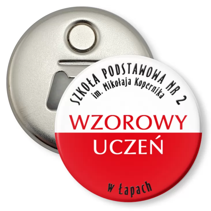 przypinka otwieracz-magnes Wzorowy Uczeń