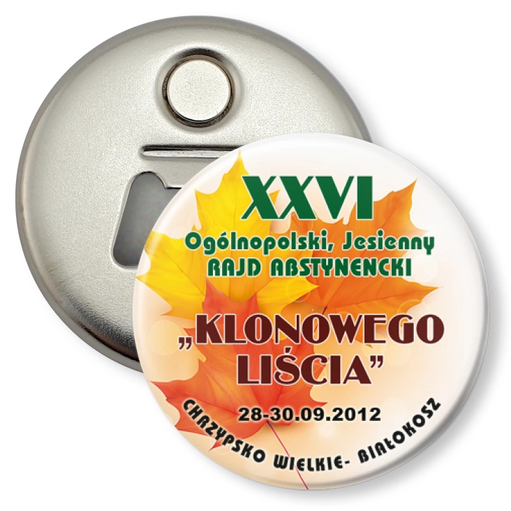 przypinka otwieracz-magnes XXVI Ogólnopolski Rajd Abstynencki Klonowego Liścia