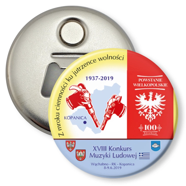 przypinka otwieracz-magnes Z mroku ciemności ku jutrzence wolności
