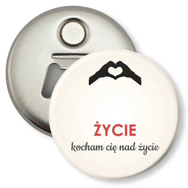 przypinka otwieracz-magnes Życie