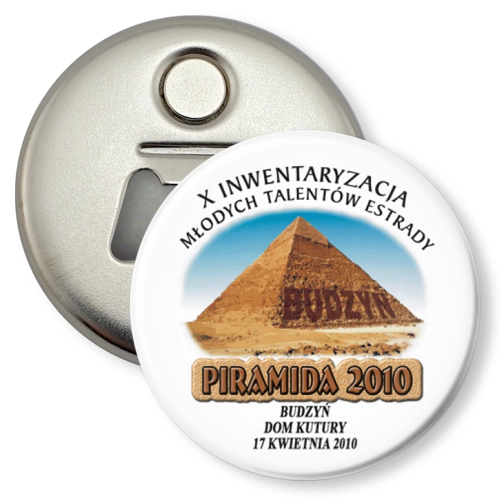 przypinka otwieracz-magnes Pramida - Budzyń 2010