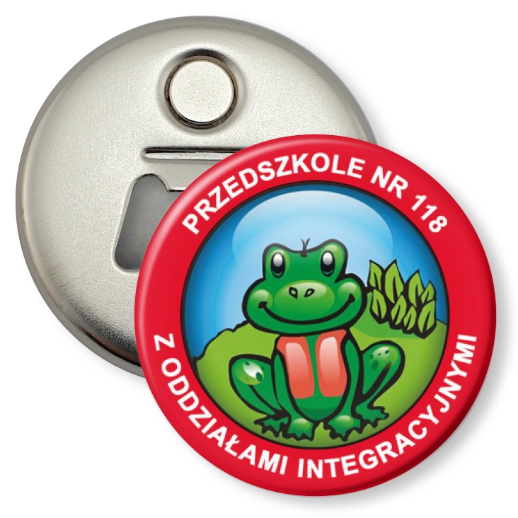 przypinka otwieracz-magnes Przedszkole nr 118 z oddziałami integracyjnymi