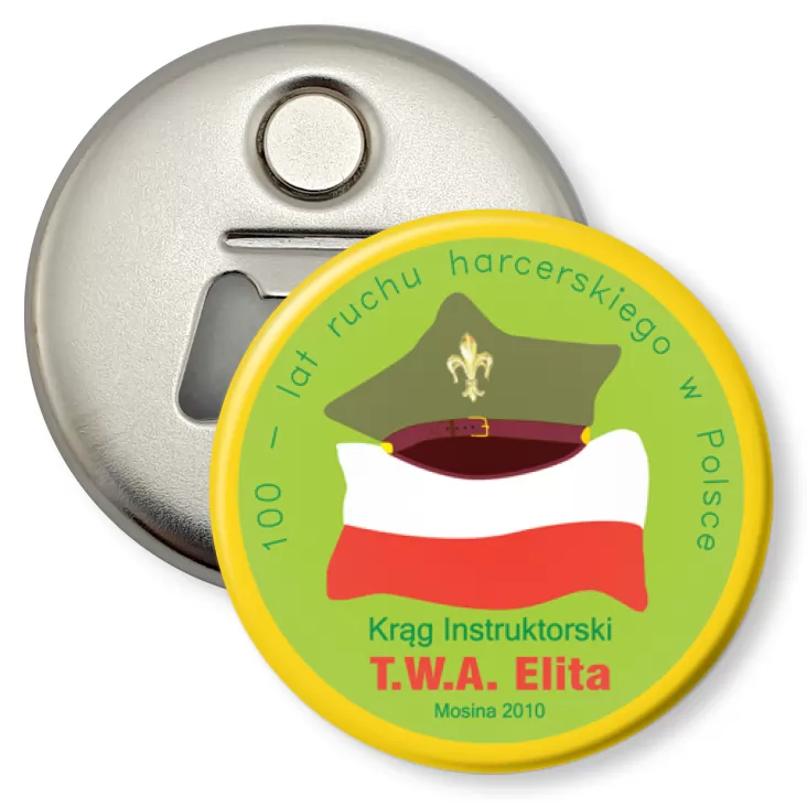 przypinka otwieracz-magnes 100-lat Ruchu Harcerskiego w Polsce