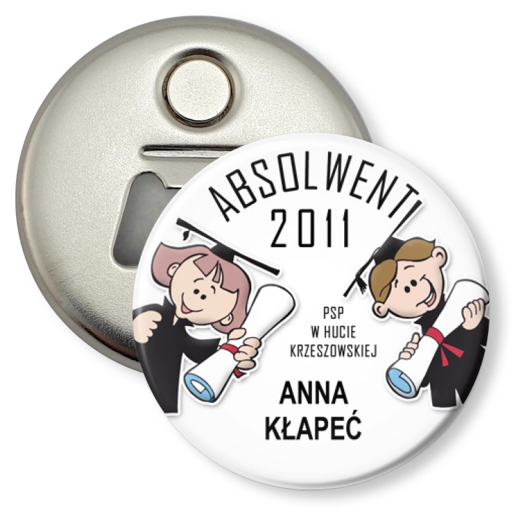 przypinka otwieracz-magnes Absolwent 2011