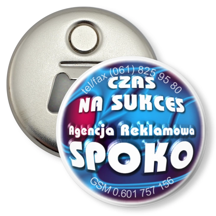przypinka otwieracz-magnes Agencja Reklamowa SPOKO