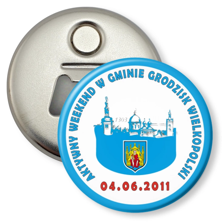 przypinka otwieracz-magnes Aktywny Weekend w gminie Grodzisk Wlkp.