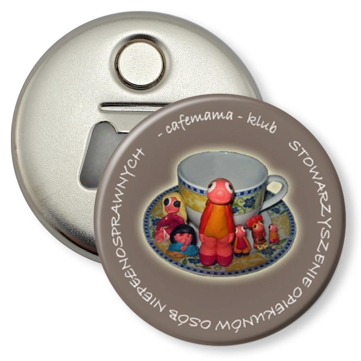 przypinka otwieracz-magnes Cafe Mama