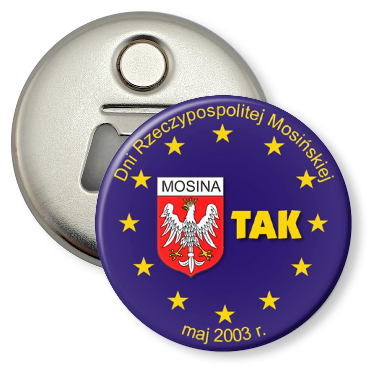 przypinka otwieracz-magnes Dni Rzeczypospolitej Mosińskiej