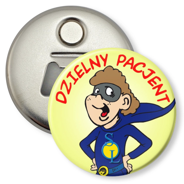 przypinka otwieracz-magnes Dzielny pacjent