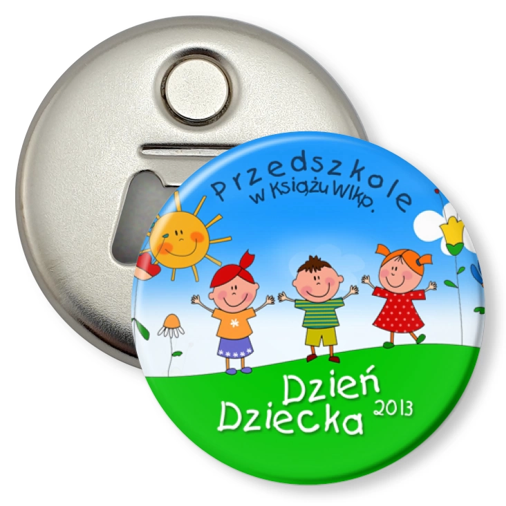 przypinka otwieracz-magnes Dzień Dziecka 2013 - Przedszkole w Książu Wlkp.