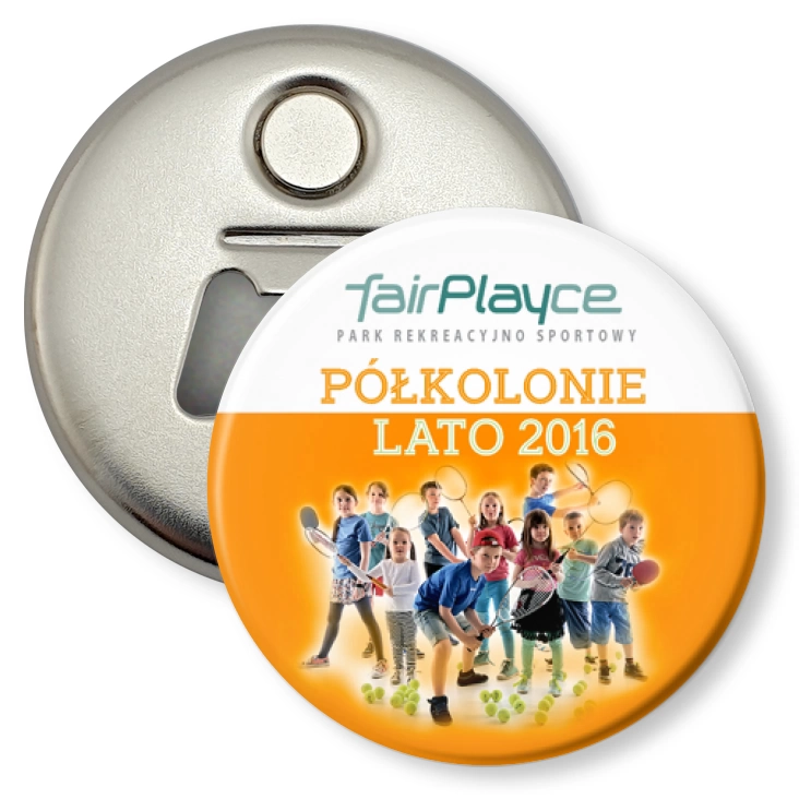 przypinka otwieracz-magnes FairPlayce - Półkolonie 2016