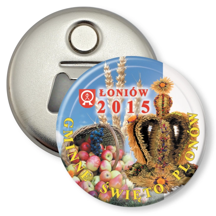 przypinka otwieracz-magnes Gminne Święto Plonów - Łoniów 2015