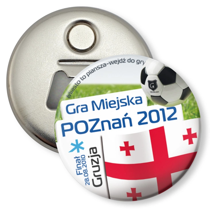przypinka otwieracz-magnes Gra Miejska - Poznań 2012 - Gruzja