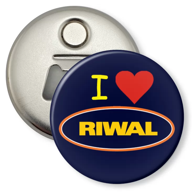 przypinka otwieracz-magnes I love Rival