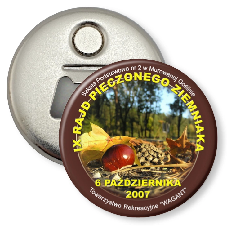 przypinka otwieracz-magnes IX Rajd Pieczonego Ziemniaka