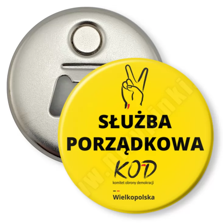 przypinka otwieracz-magnes KOD Służba Porządkowa