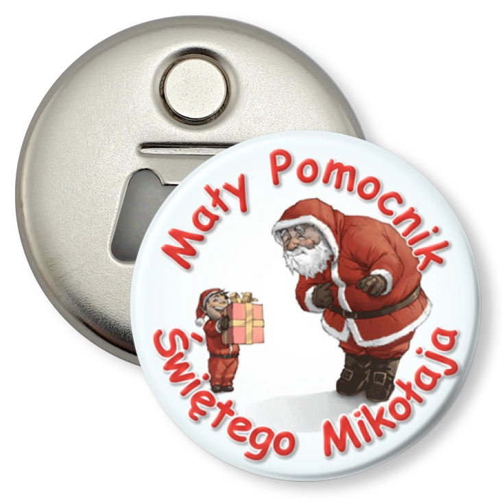 przypinka otwieracz-magnes Mały Pomocnik Św. Mikołaja