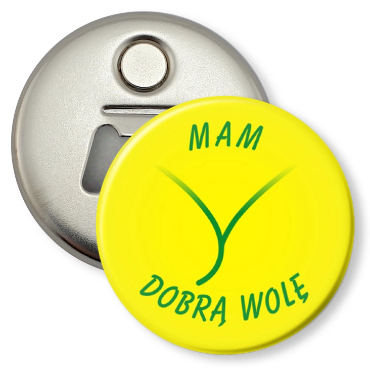 przypinka otwieracz-magnes Mam dobrą wolę
