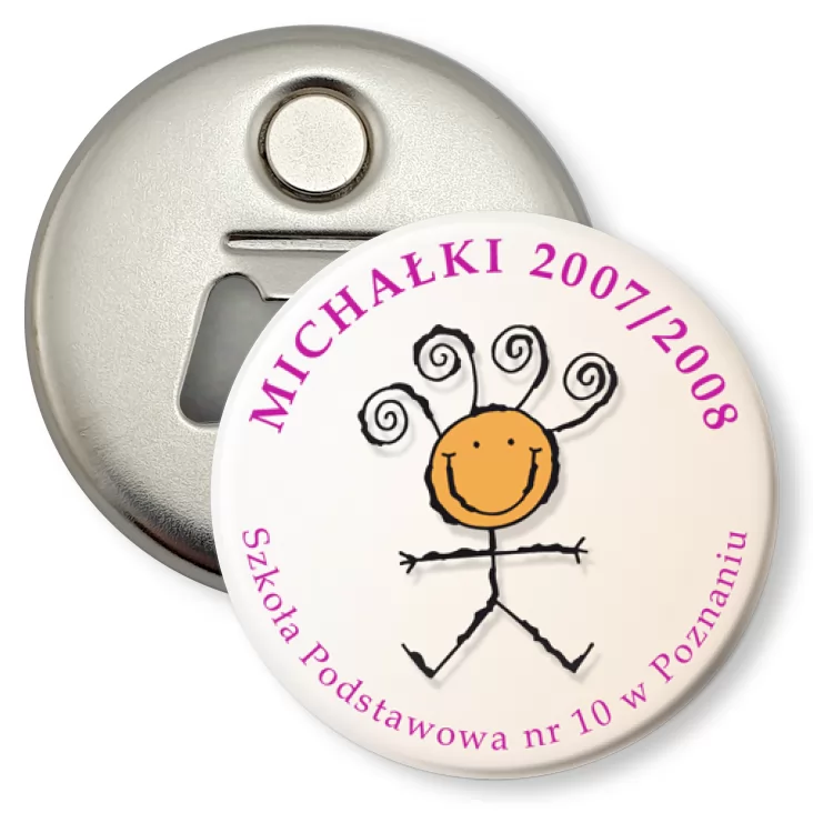przypinka otwieracz-magnes Michałki