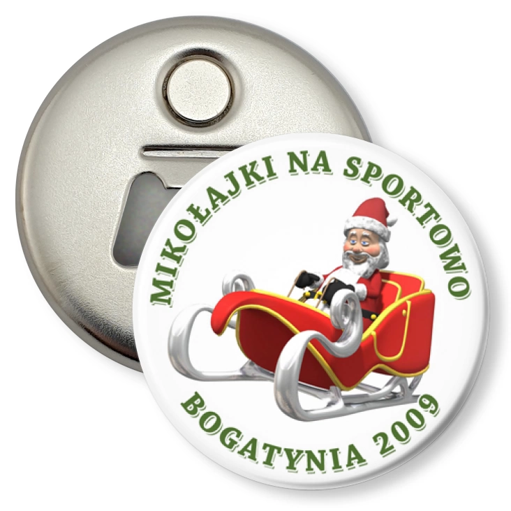 przypinka otwieracz-magnes Mikołajki Bogatynia D