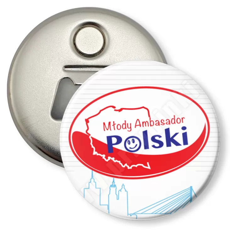 przypinka otwieracz-magnes Młody Ambasador Polski