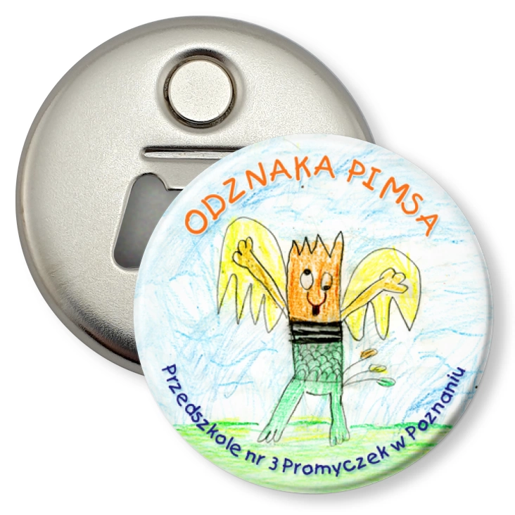 przypinka otwieracz-magnes Odznaka Pimsa