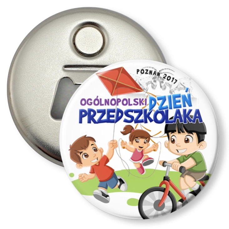 przypinka otwieracz-magnes Ogólnopolski Dzień Przedszkolaka 2017