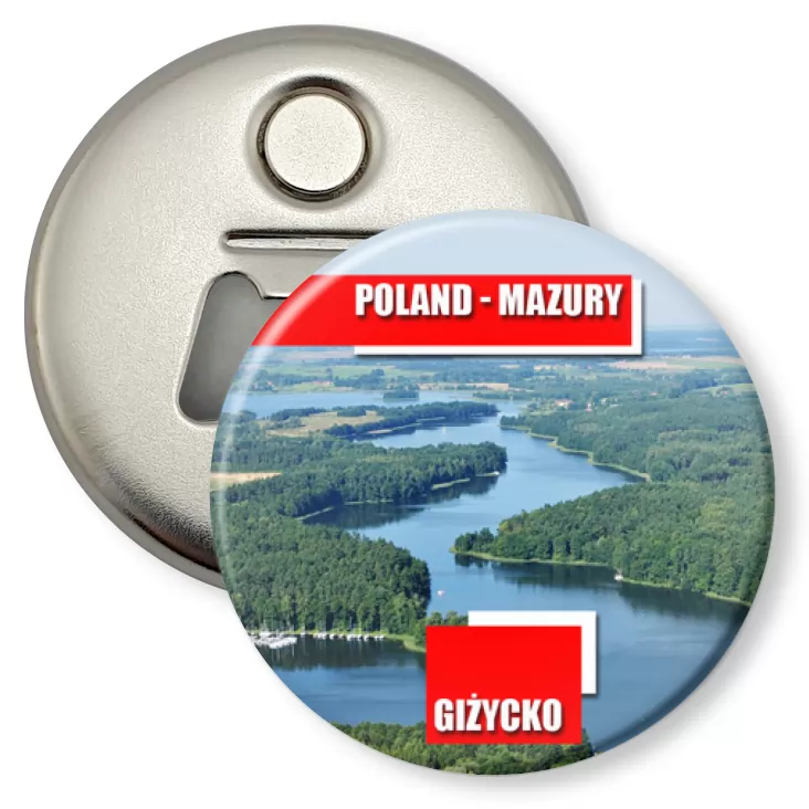 przypinka otwieracz-magnes Poland-Mazury Giżycko