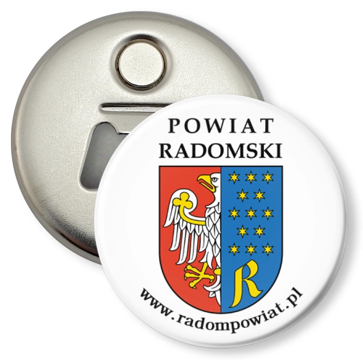 przypinka otwieracz-magnes Powiat Radomski