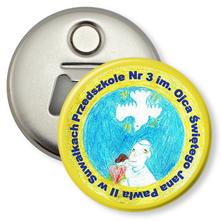 przypinka otwieracz-magnes Przedszkole nr 3 w Suwałkach