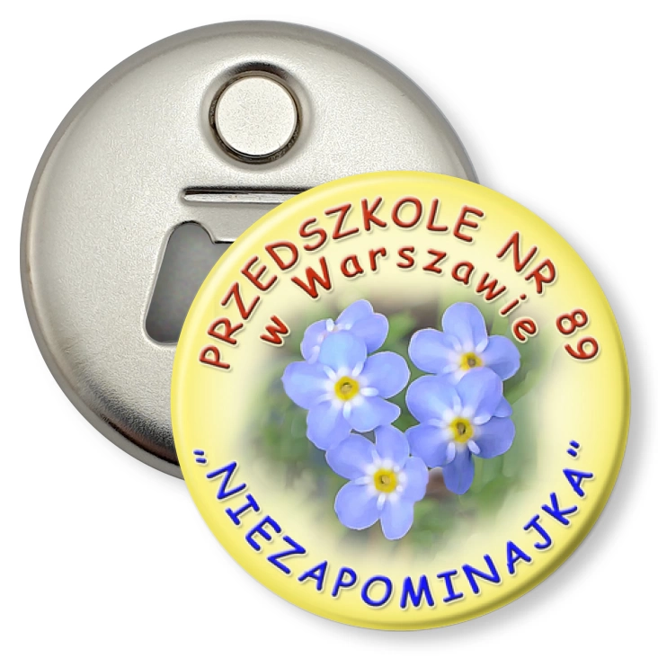 przypinka otwieracz-magnes Przedszkole nr 89 w Warszawie