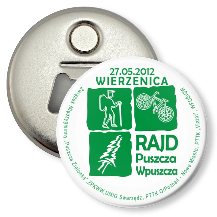 przypinka otwieracz-magnes Rajd Puszcza Wpuszcza 2012