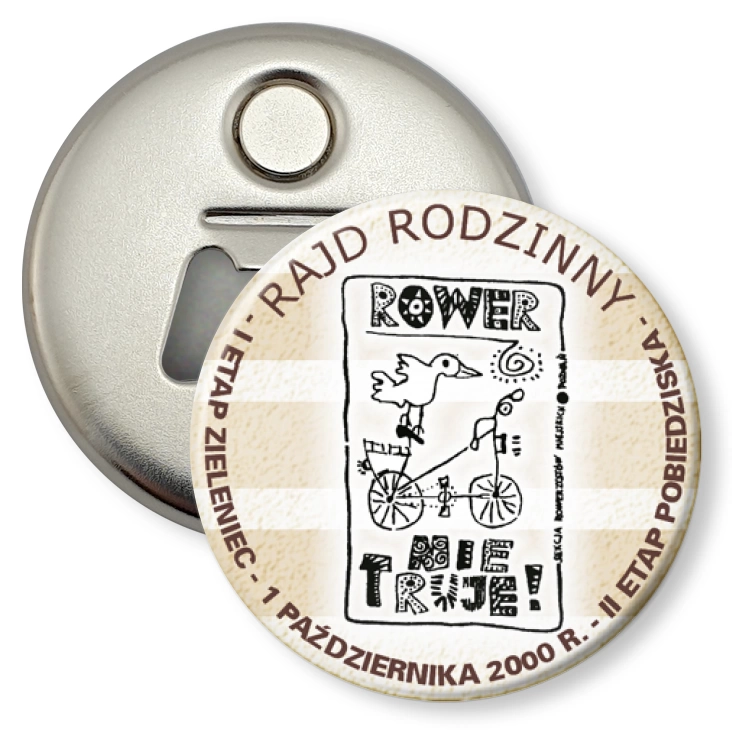 przypinka otwieracz-magnes Rajd Rodzinny - Rower Nie Truje!