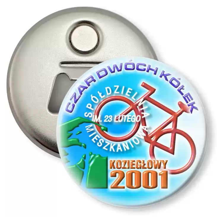 przypinka otwieracz-magnes Rajd rowerowy - Koziegłowy 2001