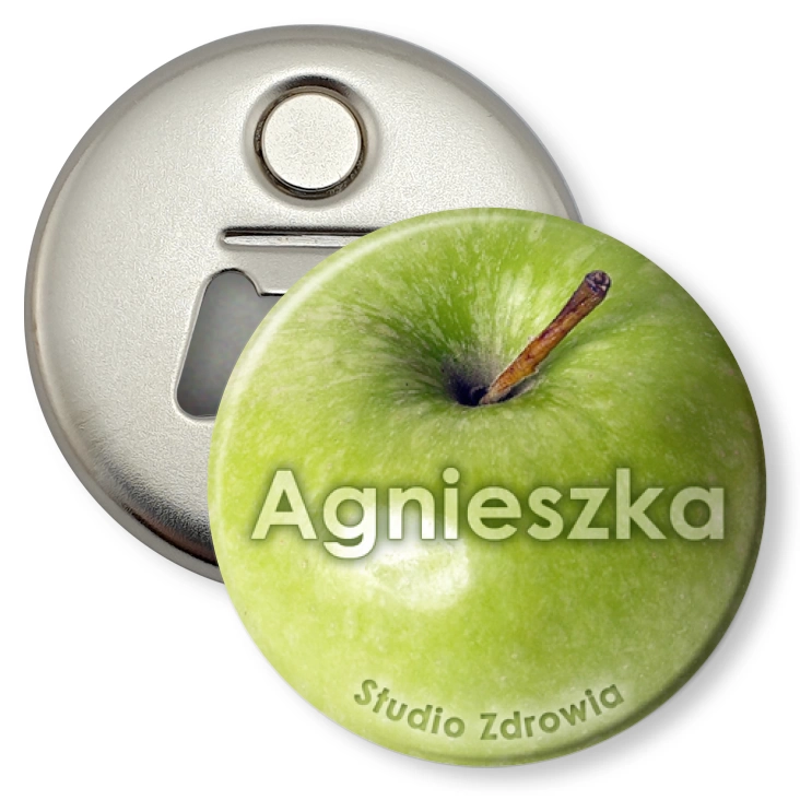 przypinka otwieracz-magnes Studio Zdrowia