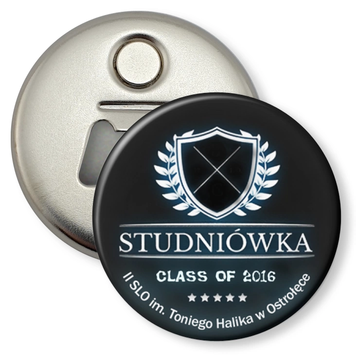 przypinka otwieracz-magnes Studniówka - II SLO