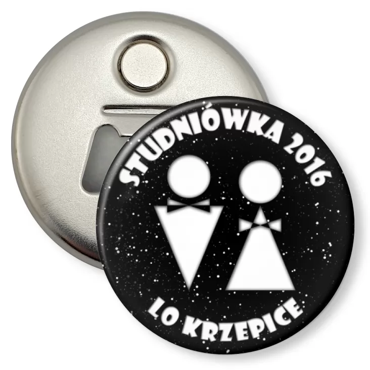 przypinka otwieracz-magnes Studniówka - LO Krzepice