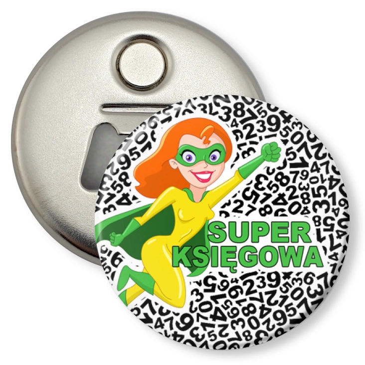 przypinka otwieracz-magnes Super Księgowa