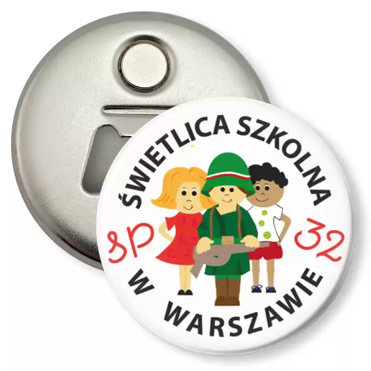 przypinka otwieracz-magnes Świtlica Szkolna SP 32 w Warszawie