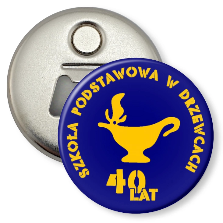przypinka otwieracz-magnes Szkoła Podstawowa w Drzewcach