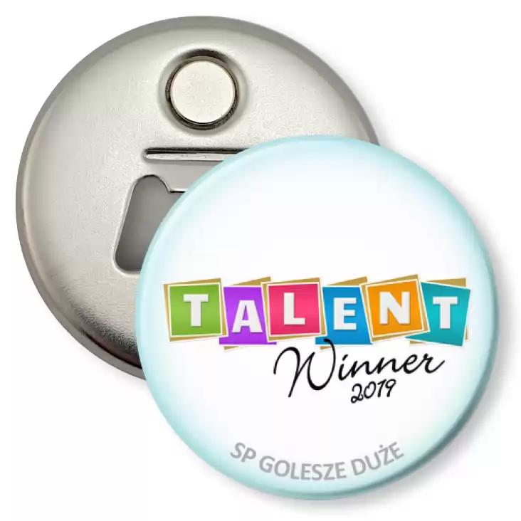 przypinka otwieracz-magnes Talent Winner 2019