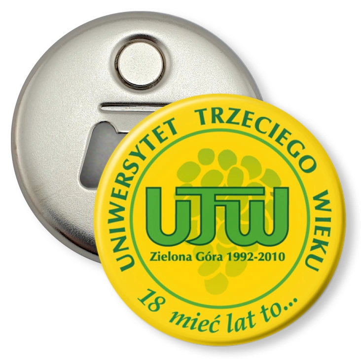 przypinka otwieracz-magnes Uniwersytet Trzeciego Wieku