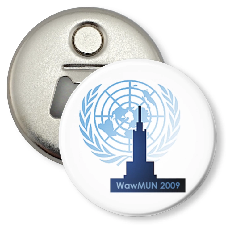 przypinka otwieracz-magnes Warsaw Model United Nations 2009