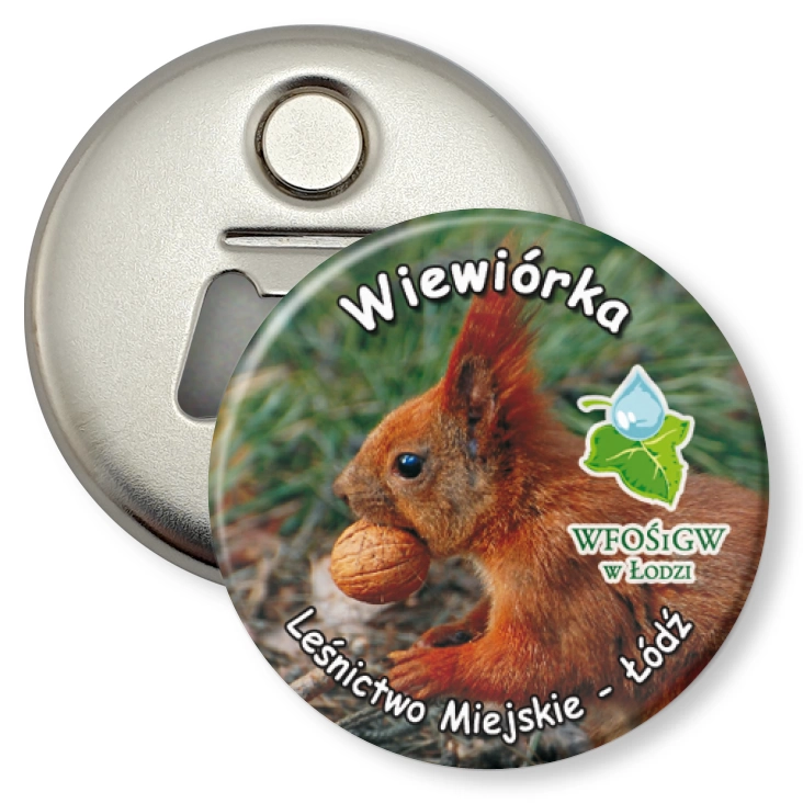 przypinka otwieracz-magnes Wiewiórka