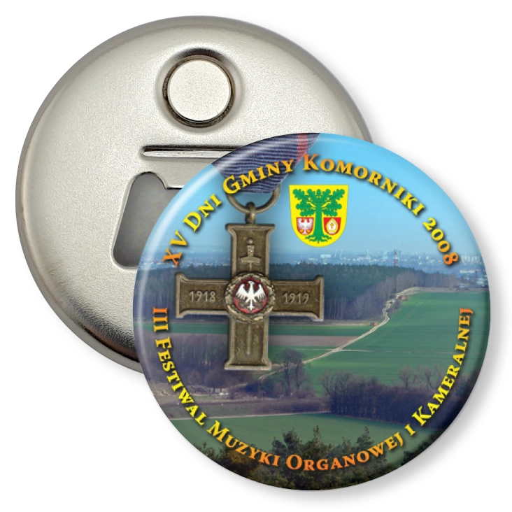 przypinka otwieracz-magnes XV Dni Gminy Komorniki