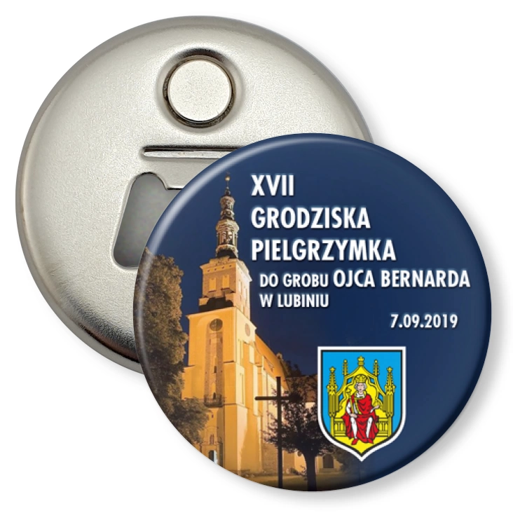 przypinka otwieracz-magnes XVII Pielgrzymka do Grobu Ojca Bernarda