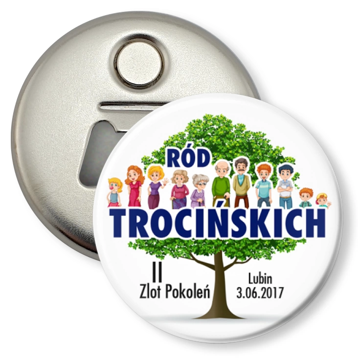 przypinka otwieracz-magnes Zjazd rodziny Trocińskich