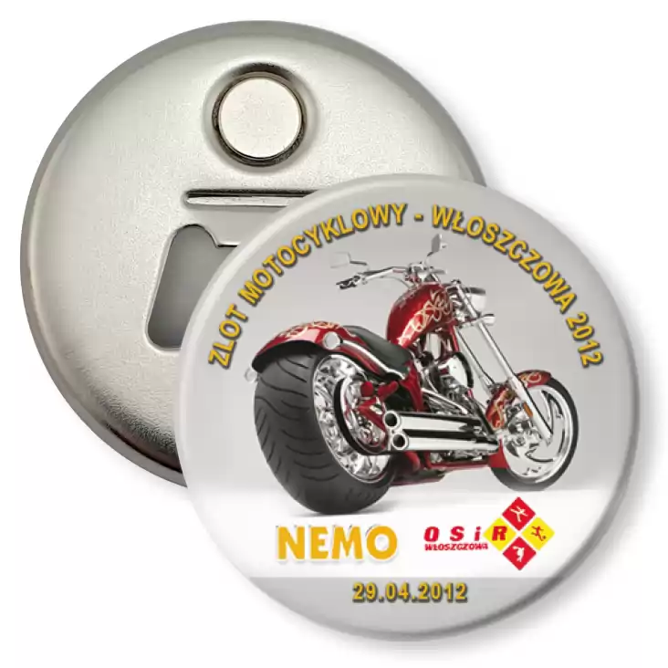 przypinka otwieracz-magnes Zlot motocyklowy - Włoszczowa 2012